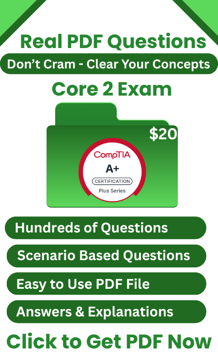 comptia a+ core 2 practice test questions